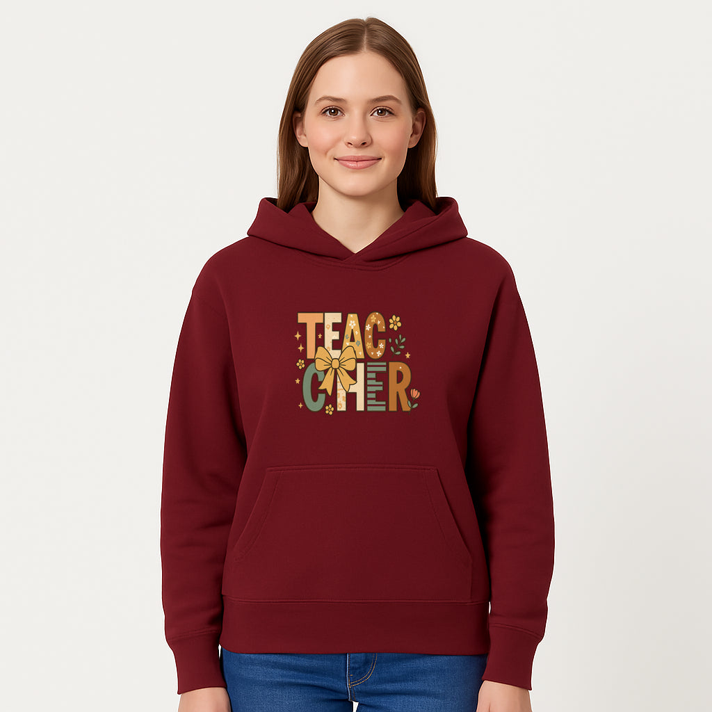 Colorful Teacher Appreciation Art Print with Floral Design and Bow, Ideal for Classroom Decor or Gifts - Hoodie 1758093373397.jpg