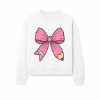 Pink Bow with Pencil Design, Cute Stationery Decor, Gift for Teachers, School Supplies, Arts and Crafts, Kawaii Aesthetic Accessories - Sweatshirt 1758093373470.jpg