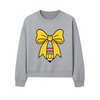 Yellow Bow and Pencil Graphic Art Print, Cute Back to School Decor, Creative Classroom Wall Art, Kids Room Decoration - Sweatshirt 1758093373733.jpg