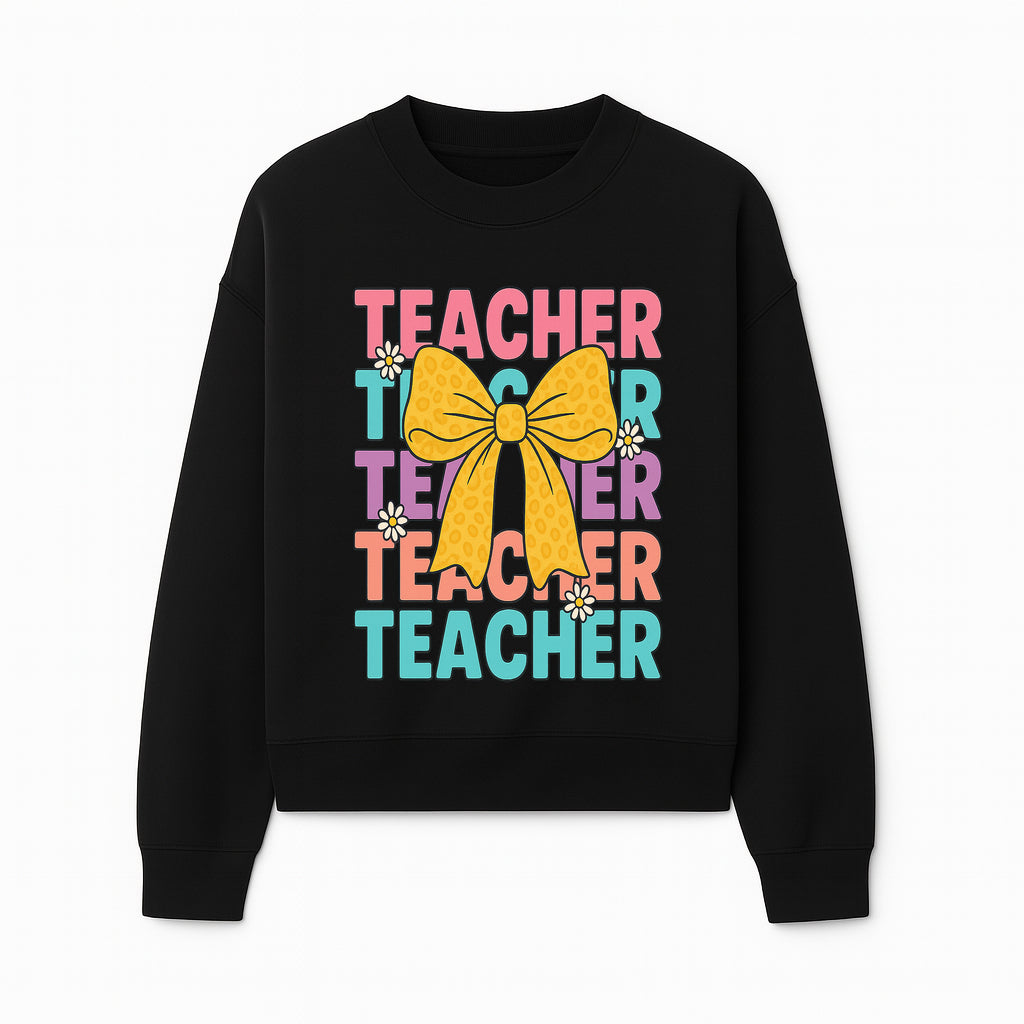 Teacher Appreciation Gift Tee with Cute Yellow Bow and Colorful Text Design - Perfect for Back to School or Holiday Gifts - Sweatshirt 1758093373890.jpg