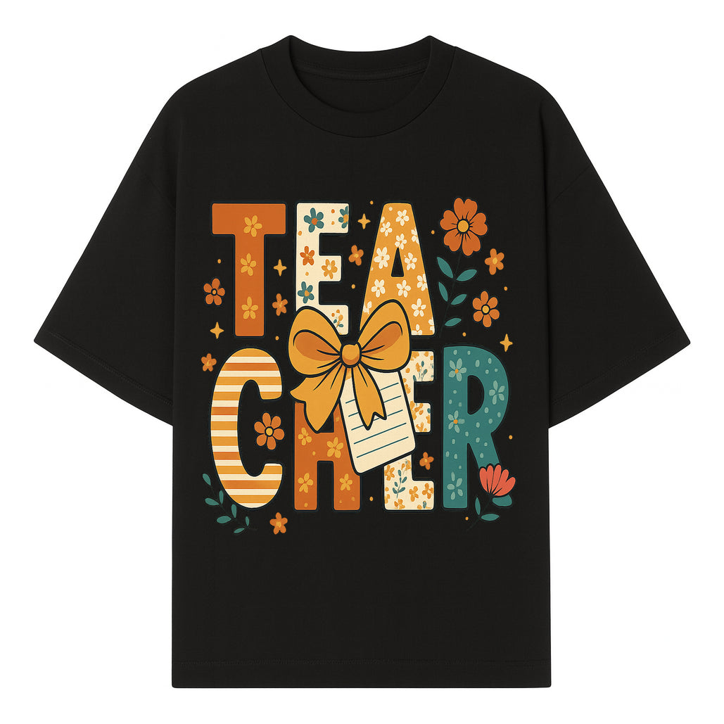 Vintage Floral Teacher Design with Bow and Note, Perfect Gift for Educators, Classroom Decor, Back to School. - T-shirt 1758093374218.jpg