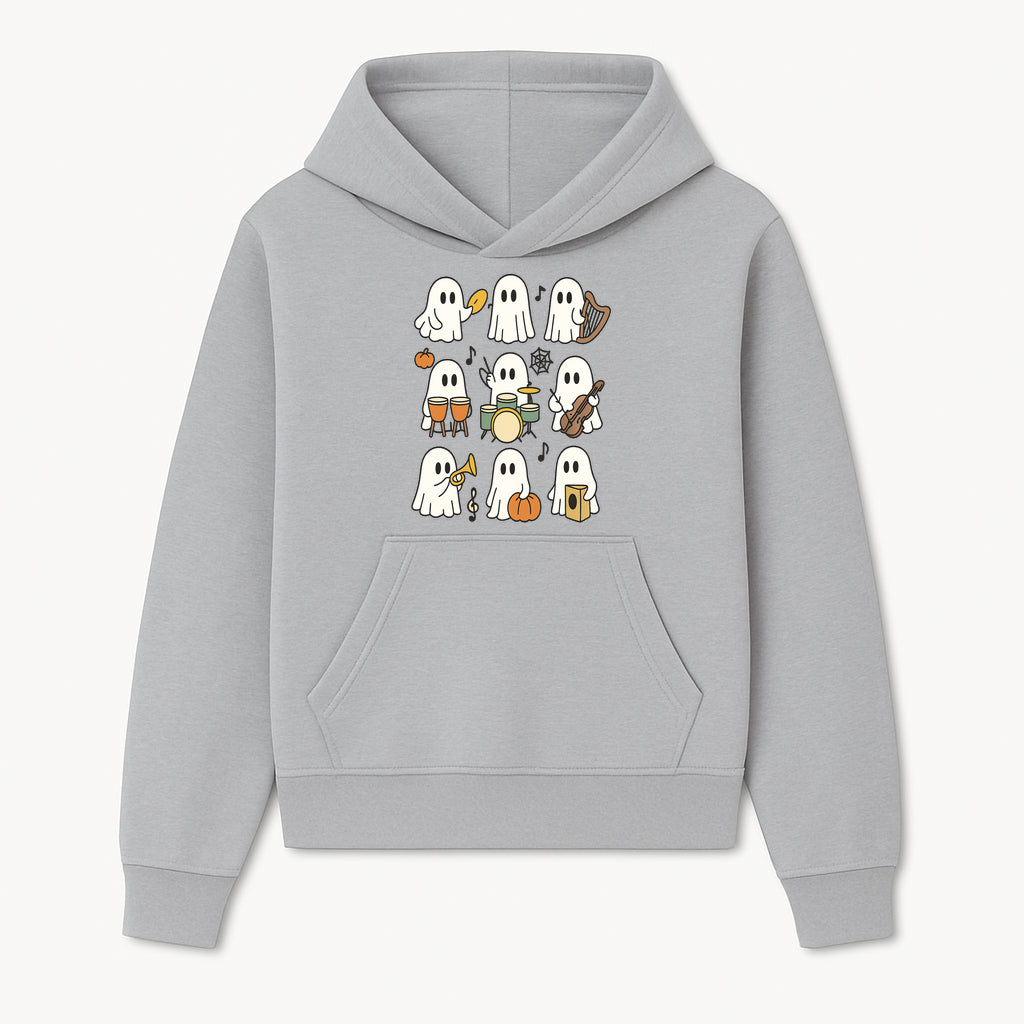 Ghostly Music Band Halloween Art Print, Cute Cartoon Ghosts Playing Instruments, Festive Decor for Parties and Celebrations - Hoodie 1758093374319.jpg