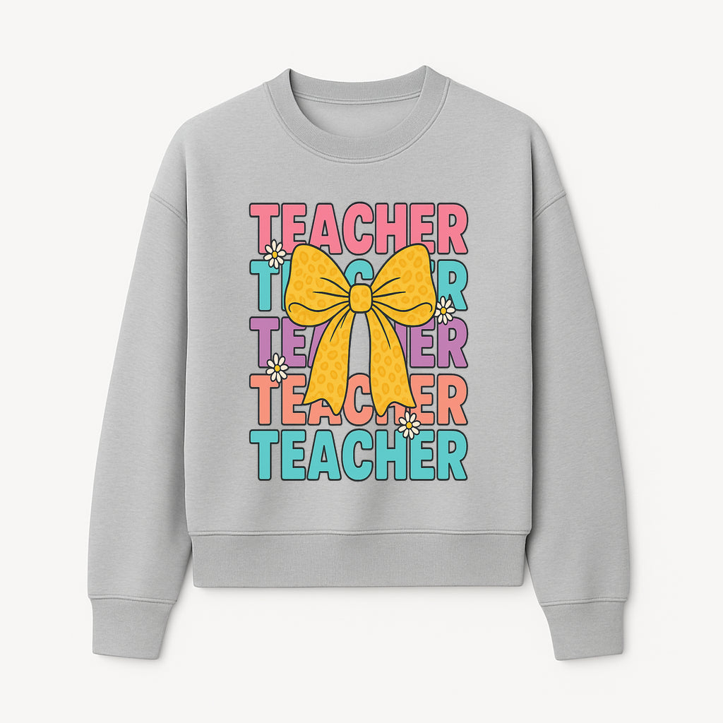 Teacher Appreciation Gift Tee with Cute Yellow Bow and Colorful Text Design - Perfect for Back to School or Holiday Gifts - Sweatshirt 1758093374455.jpg