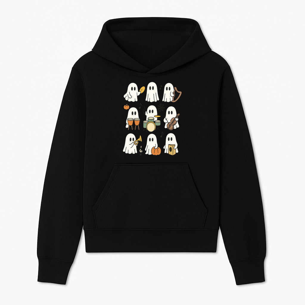 Ghostly Music Band Halloween Art Print, Cute Cartoon Ghosts Playing Instruments, Festive Decor for Parties and Celebrations - Hoodie 1758093374506.jpg