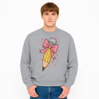 Cute Pencil with Pink Bow and Stars - Kawaii Art Print, Stationery Decor, Classroom Wall Art, Gift for Students or Teachers - Sweatshirt 1758093374589.jpg