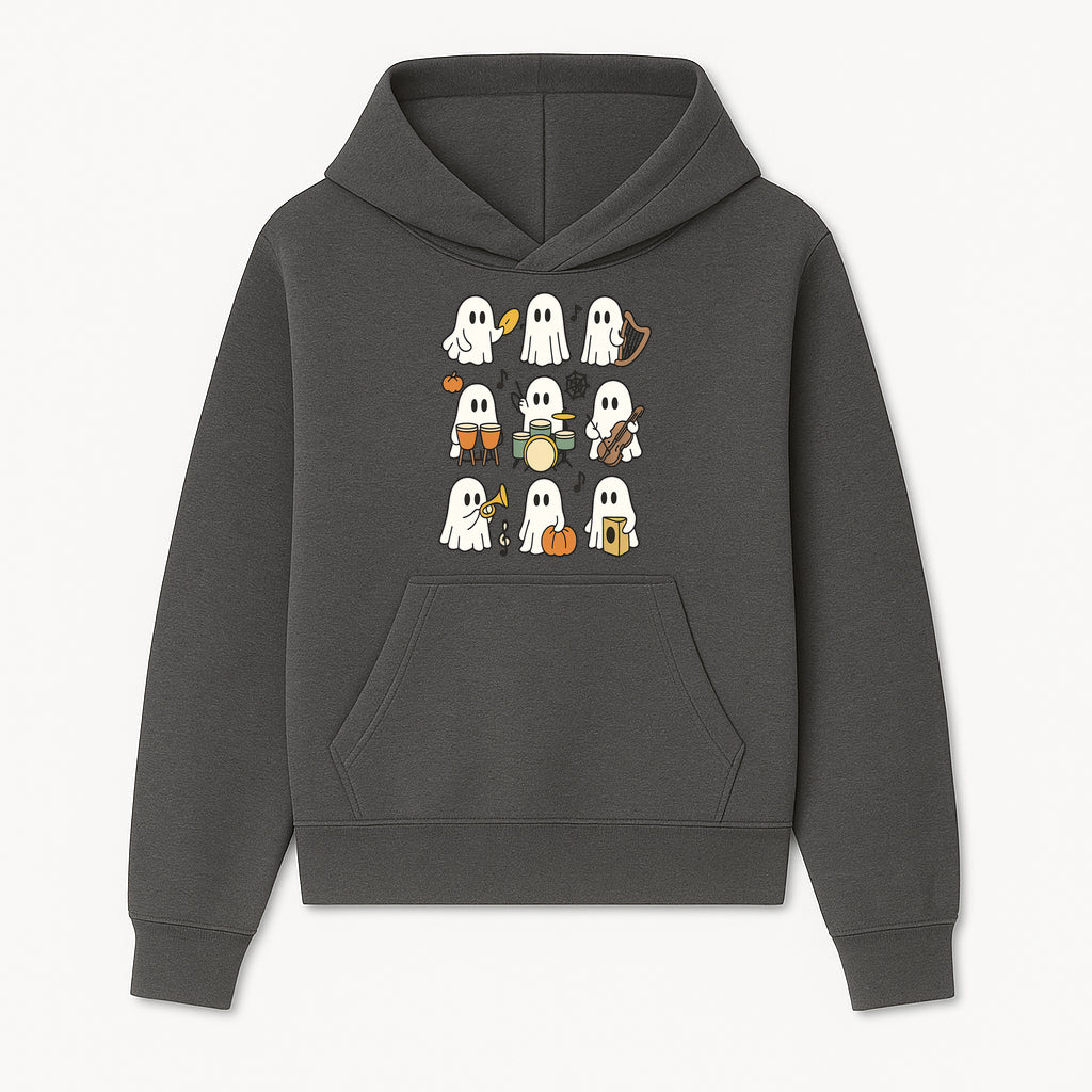 Ghostly Music Band Halloween Art Print, Cute Cartoon Ghosts Playing Instruments, Festive Decor for Parties and Celebrations - Hoodie 1758093374679.jpg