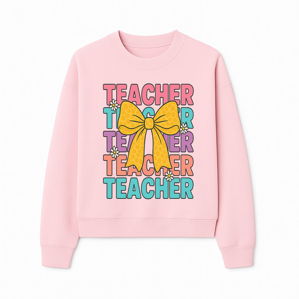 Teacher Appreciation Gift Tee with Cute Yellow Bow and Colorful Text Design - Perfect for Back to School or Holiday Gifts - Sweatshirt 1758093374788.jpg