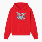 Floral Teacher Design with Apple, Bow & Stationery - Perfect Gift for Educators, Teachers' Day, Classroom Decor, Cute Art Print - Hoodie 1758093374914.jpg