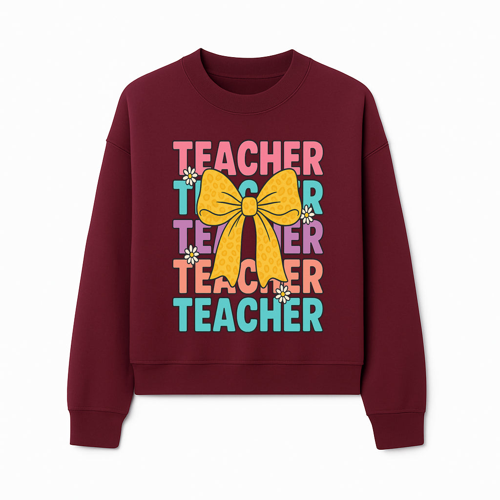 Teacher Appreciation Gift Tee with Cute Yellow Bow and Colorful Text Design - Perfect for Back to School or Holiday Gifts - Sweatshirt 1758093375023.jpg
