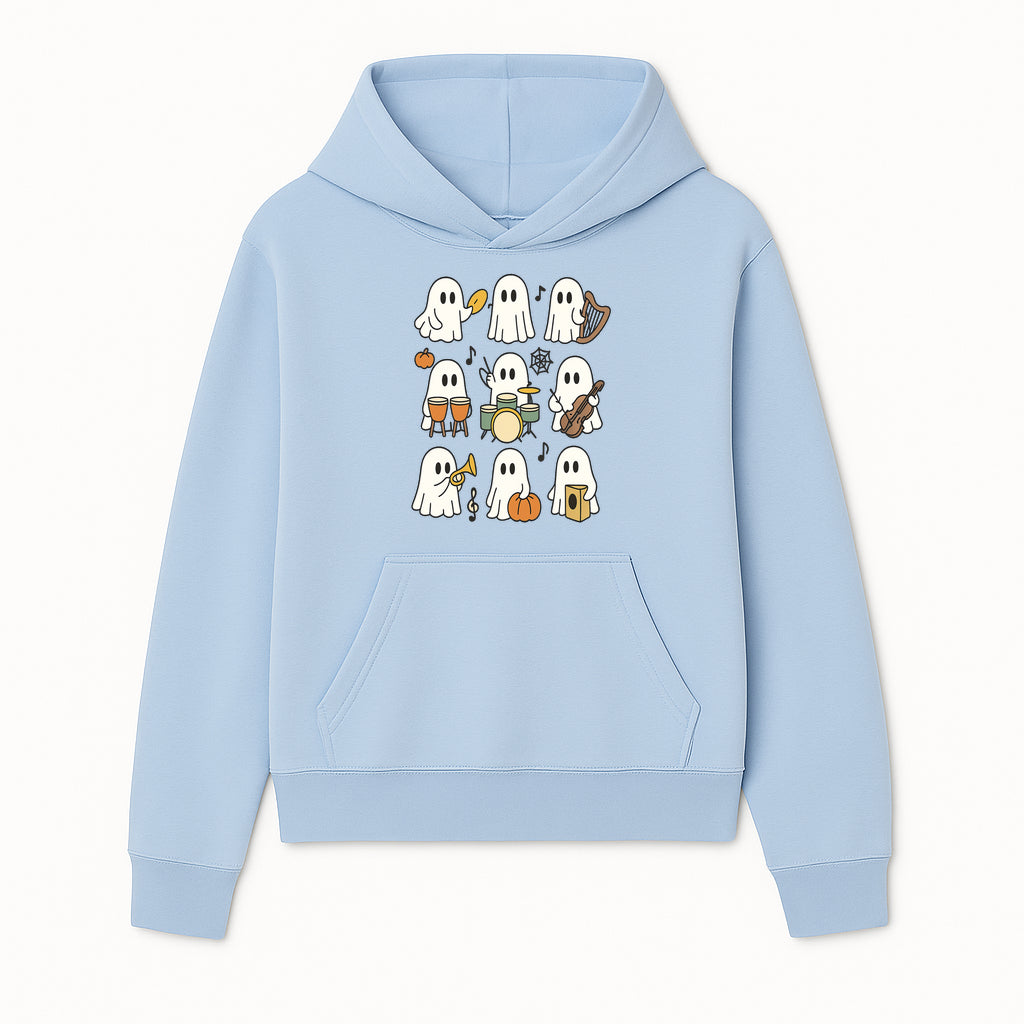 Ghostly Music Band Halloween Art Print, Cute Cartoon Ghosts Playing Instruments, Festive Decor for Parties and Celebrations - Hoodie 1758093375242.jpg