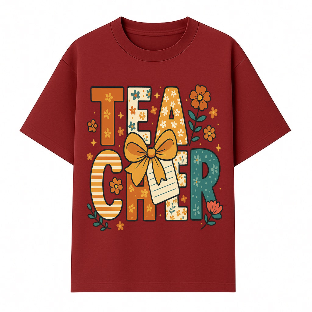 Vintage Floral Teacher Design with Bow and Note, Perfect Gift for Educators, Classroom Decor, Back to School. - T-shirt 1758093375302.jpg