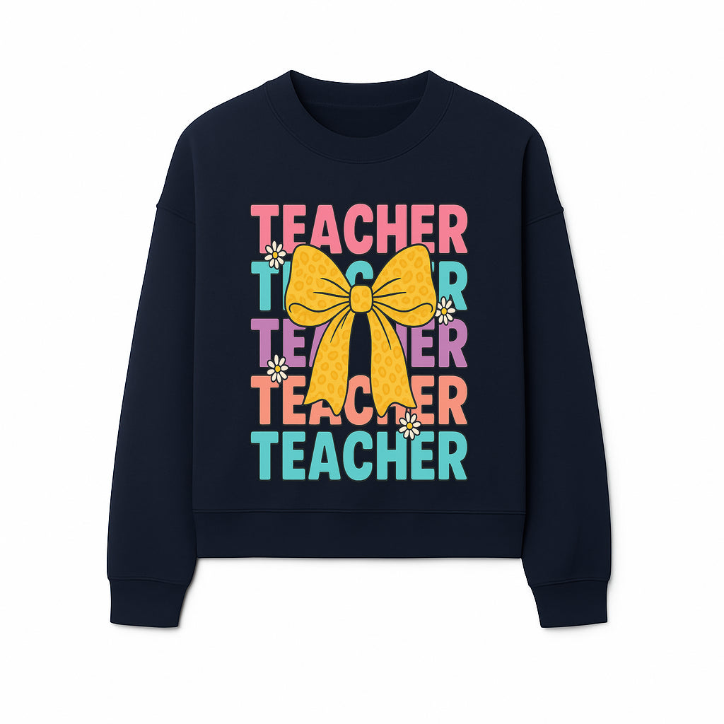 Teacher Appreciation Gift Tee with Cute Yellow Bow and Colorful Text Design - Perfect for Back to School or Holiday Gifts - Sweatshirt 1758093375302.jpg