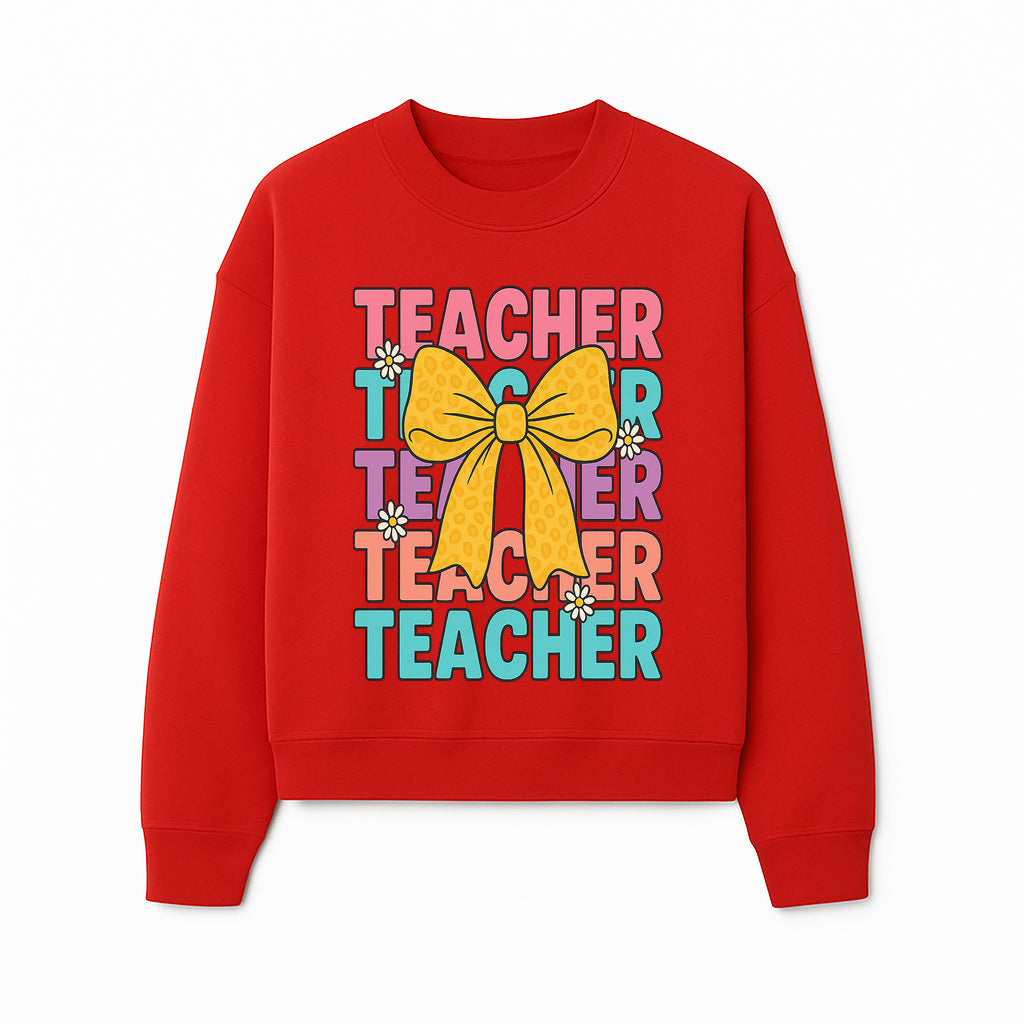 Teacher Appreciation Gift Tee with Cute Yellow Bow and Colorful Text Design - Perfect for Back to School or Holiday Gifts - Sweatshirt 1758093375476.jpg