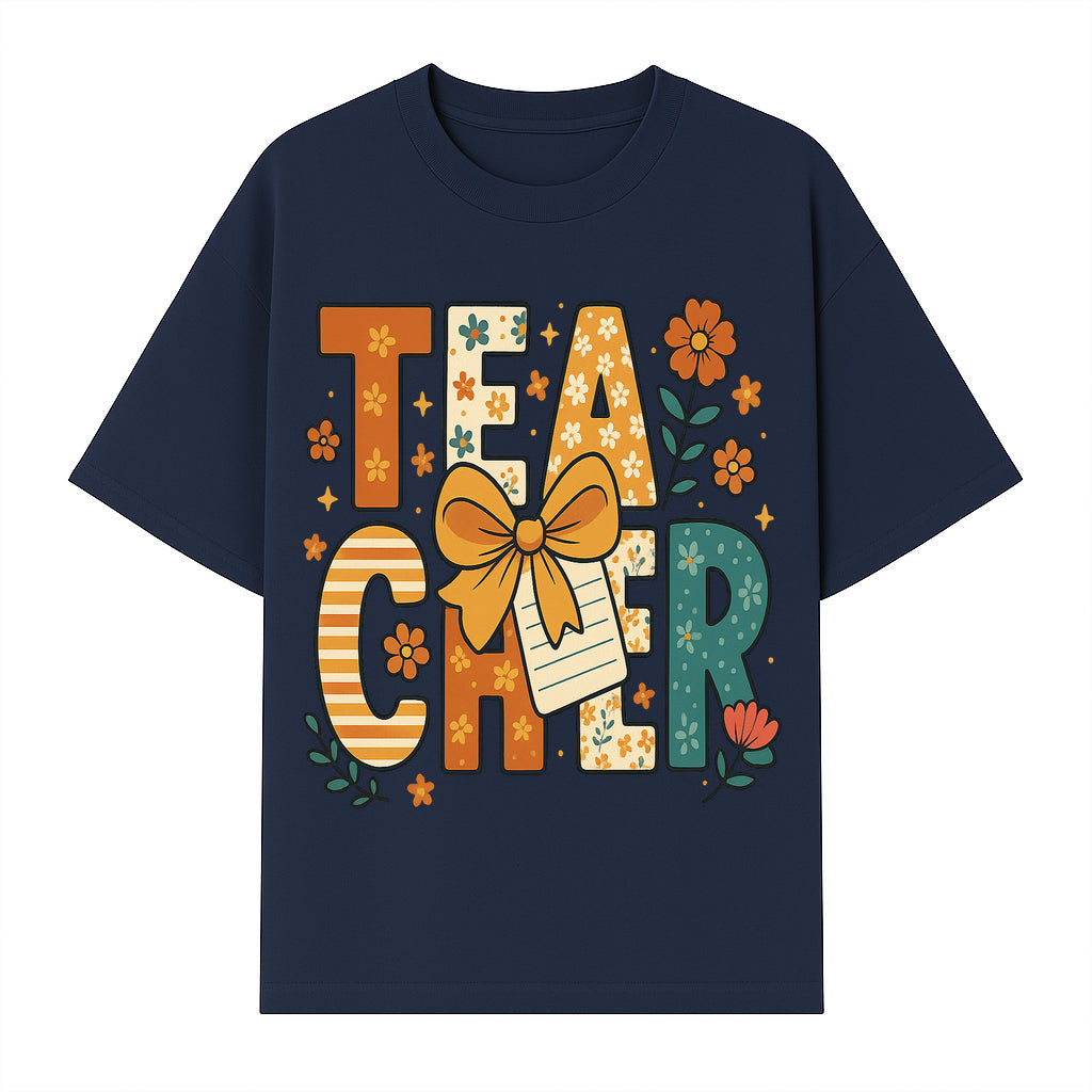 Vintage Floral Teacher Design with Bow and Note, Perfect Gift for Educators, Classroom Decor, Back to School. - T-shirt 1758093375511.jpg