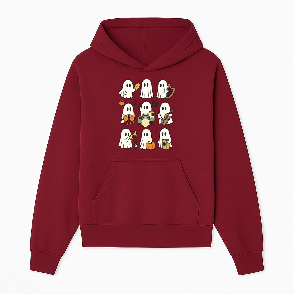 Ghostly Music Band Halloween Art Print, Cute Cartoon Ghosts Playing Instruments, Festive Decor for Parties and Celebrations - Hoodie 1758093375634.jpg