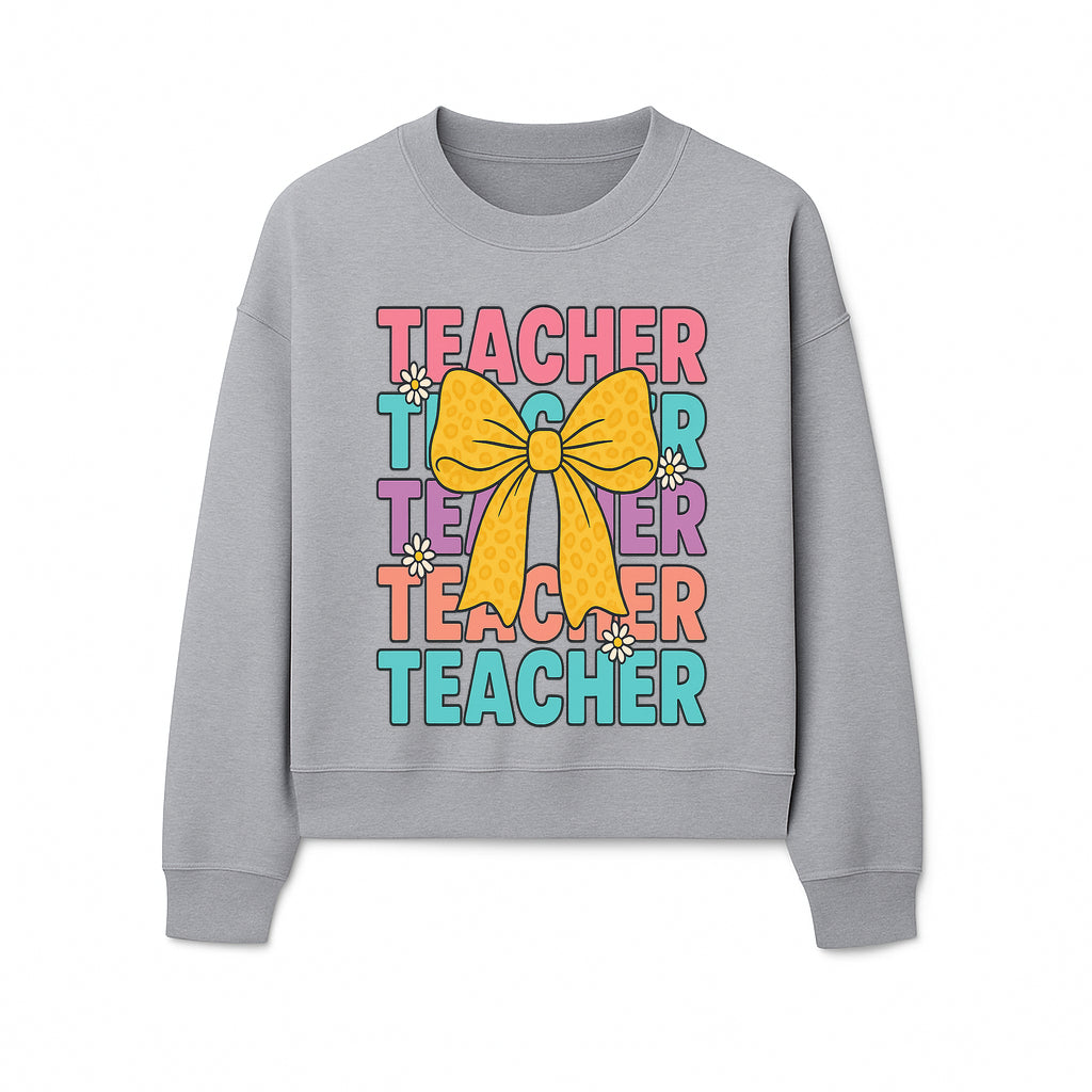 Teacher Appreciation Gift Tee with Cute Yellow Bow and Colorful Text Design - Perfect for Back to School or Holiday Gifts - Sweatshirt 1758093375671.jpg