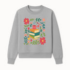 Whimsical Book Stack with Coffee and Flowers Art Print - Cozy Reading Decor for Home or Office - Sweatshirt 1758093375792.jpg