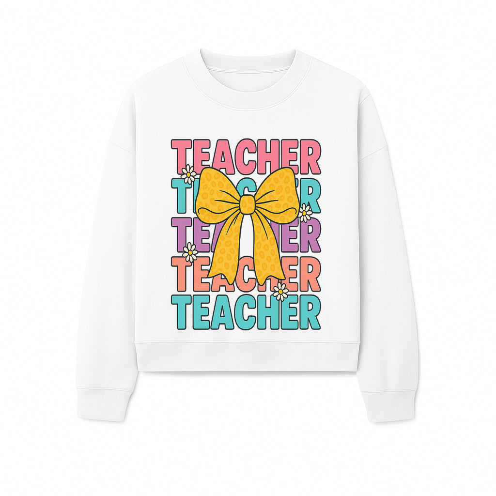Teacher Appreciation Gift Tee with Cute Yellow Bow and Colorful Text Design - Perfect for Back to School or Holiday Gifts - Sweatshirt 1758093375878.jpg