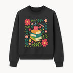 Whimsical Book Stack with Coffee and Flowers Art Print - Cozy Reading Decor for Home or Office - Sweatshirt 1758093376146.jpg