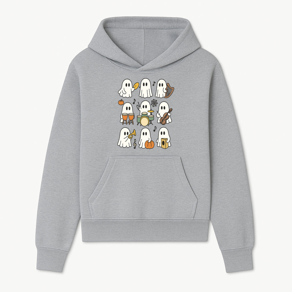 Ghostly Music Band Halloween Art Print, Cute Cartoon Ghosts Playing Instruments, Festive Decor for Parties and Celebrations - Hoodie 1758093376219.jpg