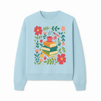 Whimsical Book Stack with Coffee and Flowers Art Print - Cozy Reading Decor for Home or Office - Sweatshirt 1758093376608.jpg