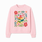 Whimsical Book Stack with Coffee and Flowers Art Print - Cozy Reading Decor for Home or Office - Sweatshirt 1758093376753.jpg