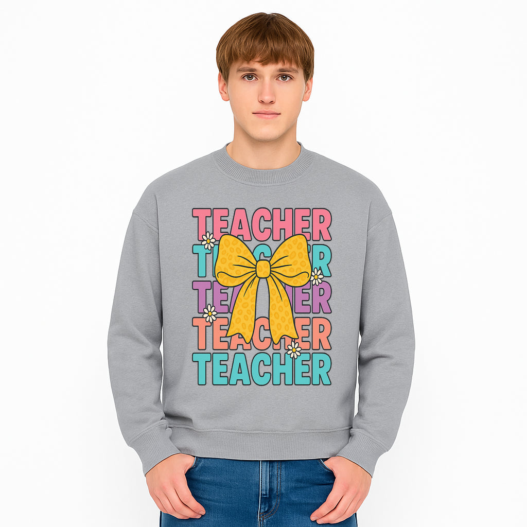 Teacher Appreciation Gift Tee with Cute Yellow Bow and Colorful Text Design - Perfect for Back to School or Holiday Gifts - Sweatshirt 1758093377060.jpg