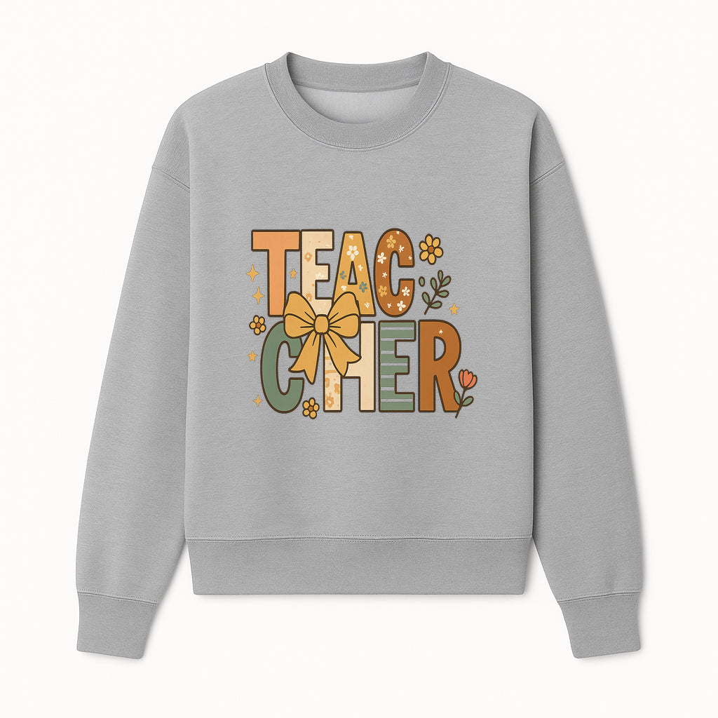 Colorful Teacher Appreciation Art Print with Floral Design and Bow, Ideal for Classroom Decor or Gifts - Sweatshirt 1758093377134.jpg
