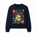 Whimsical Book Stack with Coffee and Flowers Art Print - Cozy Reading Decor for Home or Office - Sweatshirt 1758093377172.jpg
