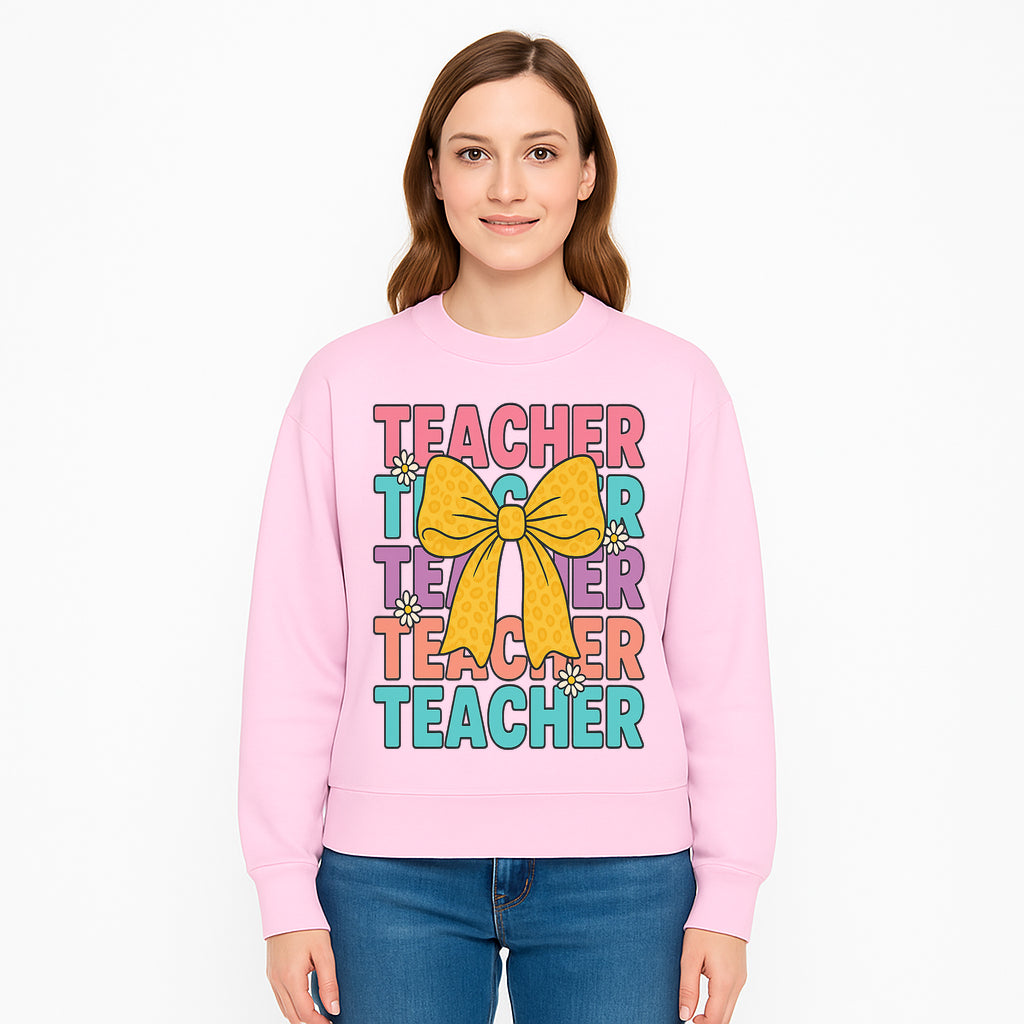 Teacher Appreciation Gift Tee with Cute Yellow Bow and Colorful Text Design - Perfect for Back to School or Holiday Gifts - Sweatshirt 1758093377247.jpg