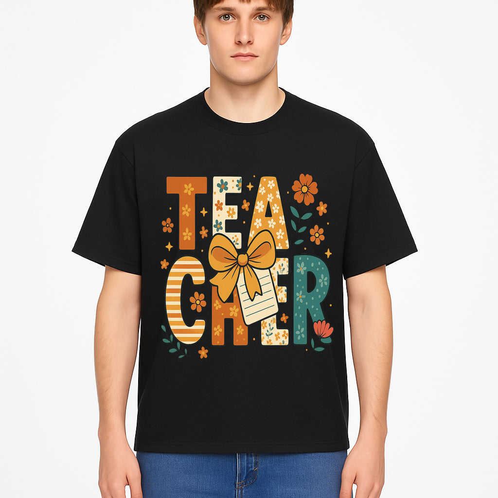 Vintage Floral Teacher Design with Bow and Note, Perfect Gift for Educators, Classroom Decor, Back to School. - T-shirt 1758093377260.jpg