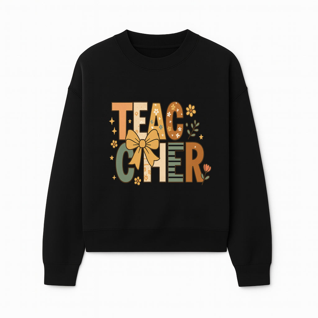 Colorful Teacher Appreciation Art Print with Floral Design and Bow, Ideal for Classroom Decor or Gifts - Sweatshirt 1758093377364.jpg