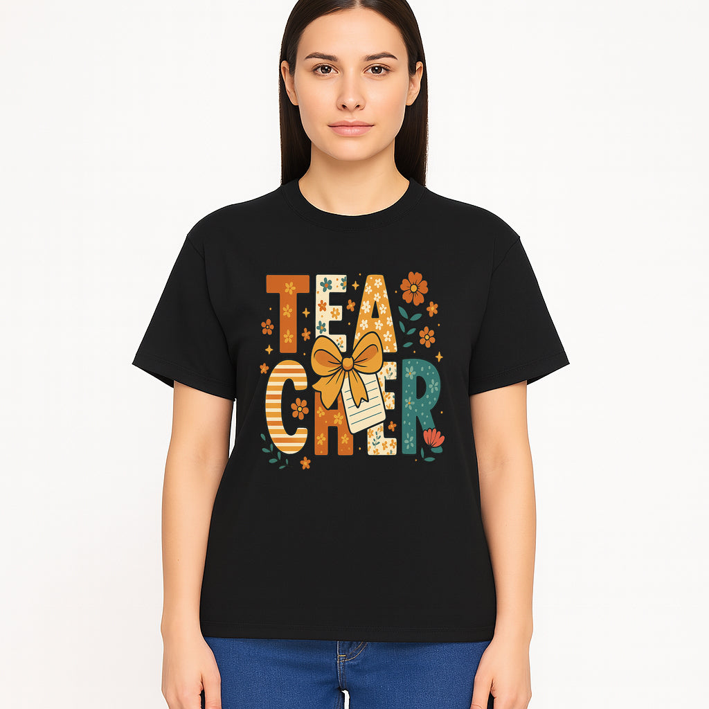 Vintage Floral Teacher Design with Bow and Note, Perfect Gift for Educators, Classroom Decor, Back to School. - T-shirt 1758093377399.jpg