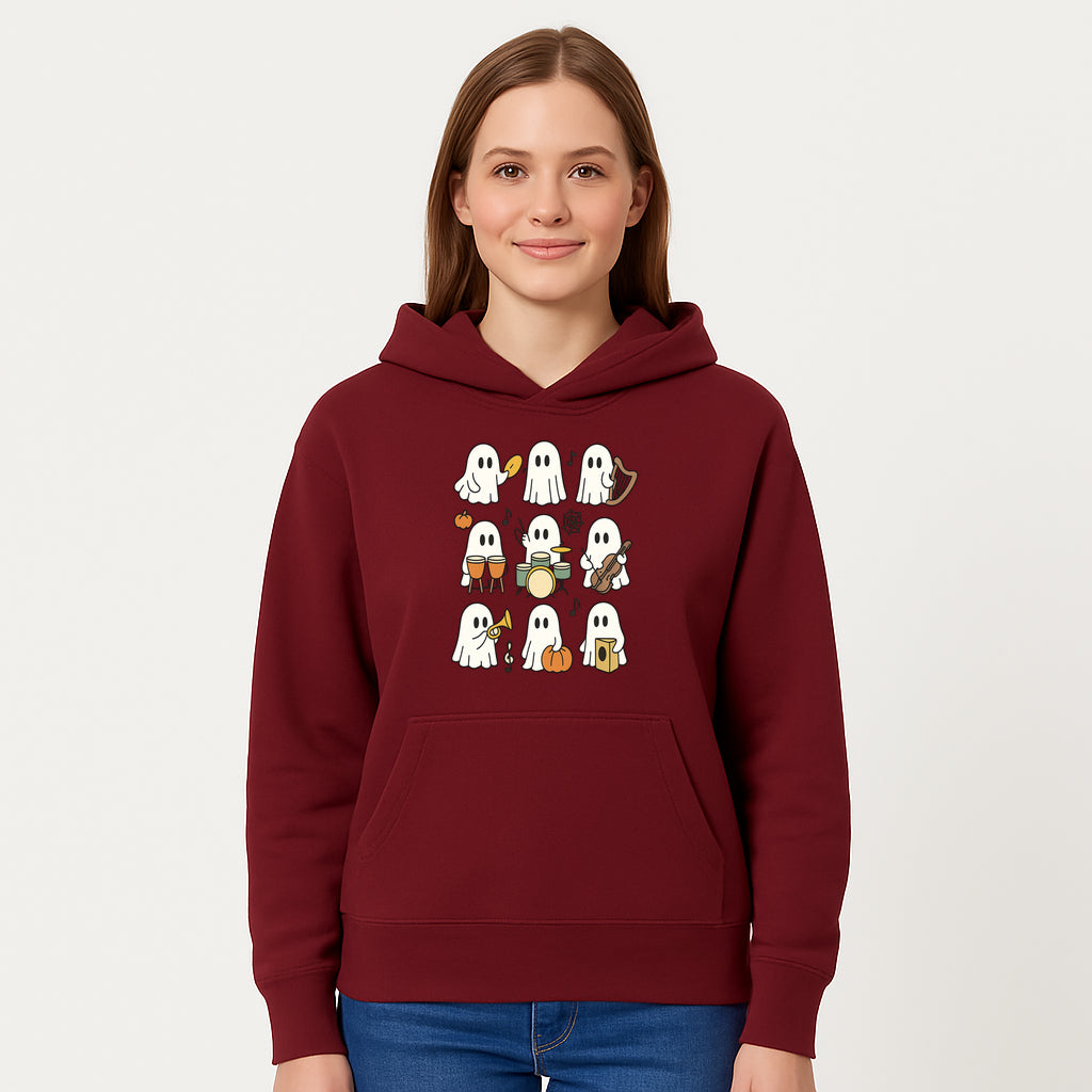 Ghostly Music Band Halloween Art Print, Cute Cartoon Ghosts Playing Instruments, Festive Decor for Parties and Celebrations - Hoodie 1758093377824.jpg