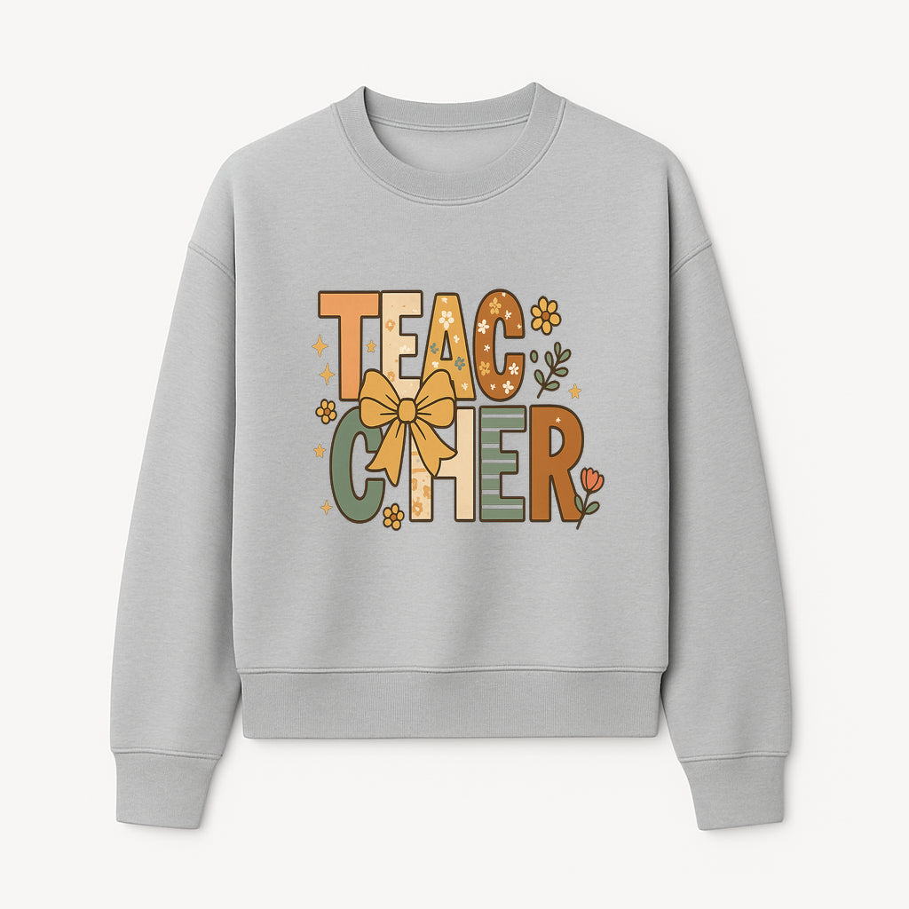 Colorful Teacher Appreciation Art Print with Floral Design and Bow, Ideal for Classroom Decor or Gifts - Sweatshirt 1758093377864.jpg