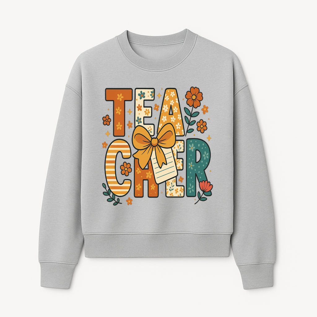Vintage Floral Teacher Design with Bow and Note, Perfect Gift for Educators, Classroom Decor, Back to School. - Sweatshirt 1758093378305.jpg