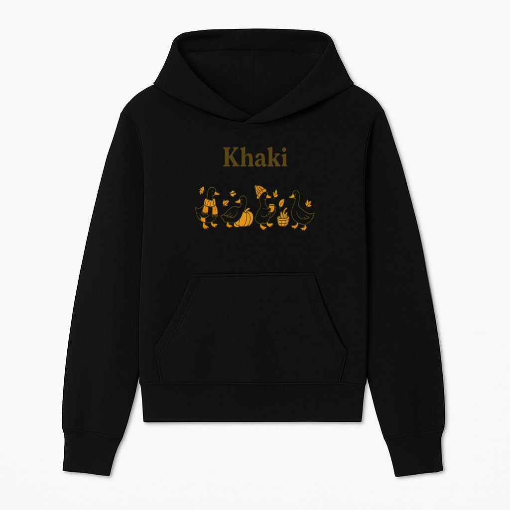 Khaki Duck Family Autumn Decor - Cute Illustrated Ducks with Pumpkins, Hats, and Leaves - Fall Home Decor Wall Art - Hoodie 1758093378459.jpg