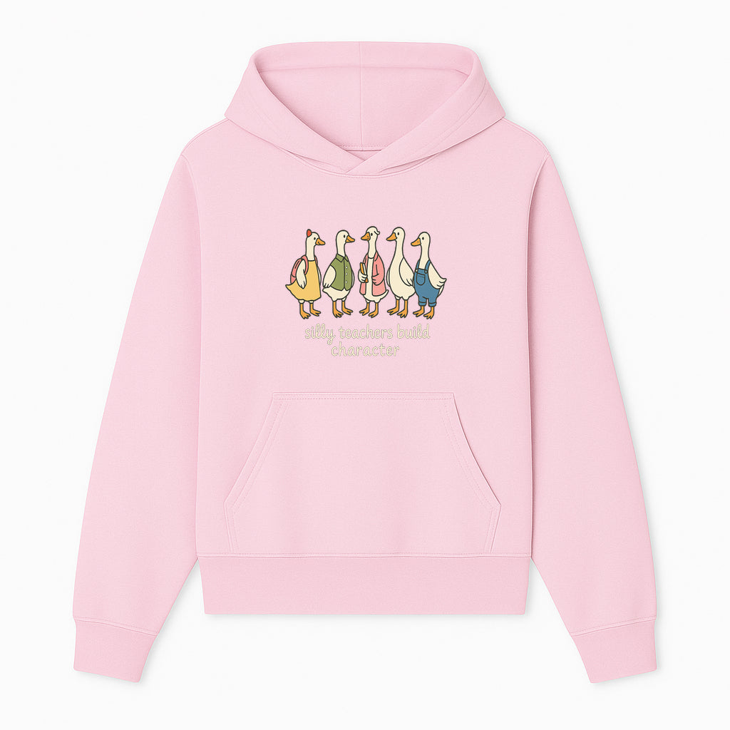 Silly Teachers Build Character - Cute Duck Illustration for Classroom Decor, Teacher Gifts, Educational Art Print - Hoodie 1758093378472.jpg
