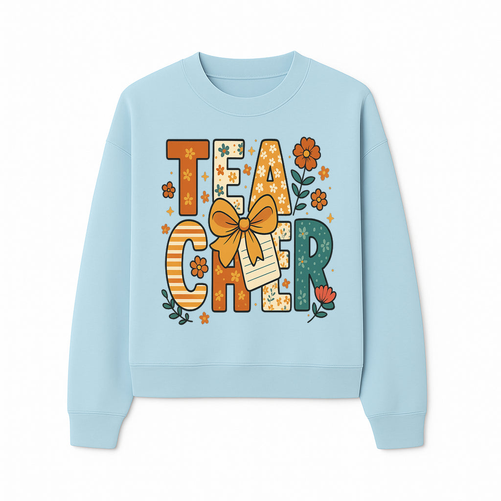 Vintage Floral Teacher Design with Bow and Note, Perfect Gift for Educators, Classroom Decor, Back to School. - Sweatshirt 1758093378509.jpg