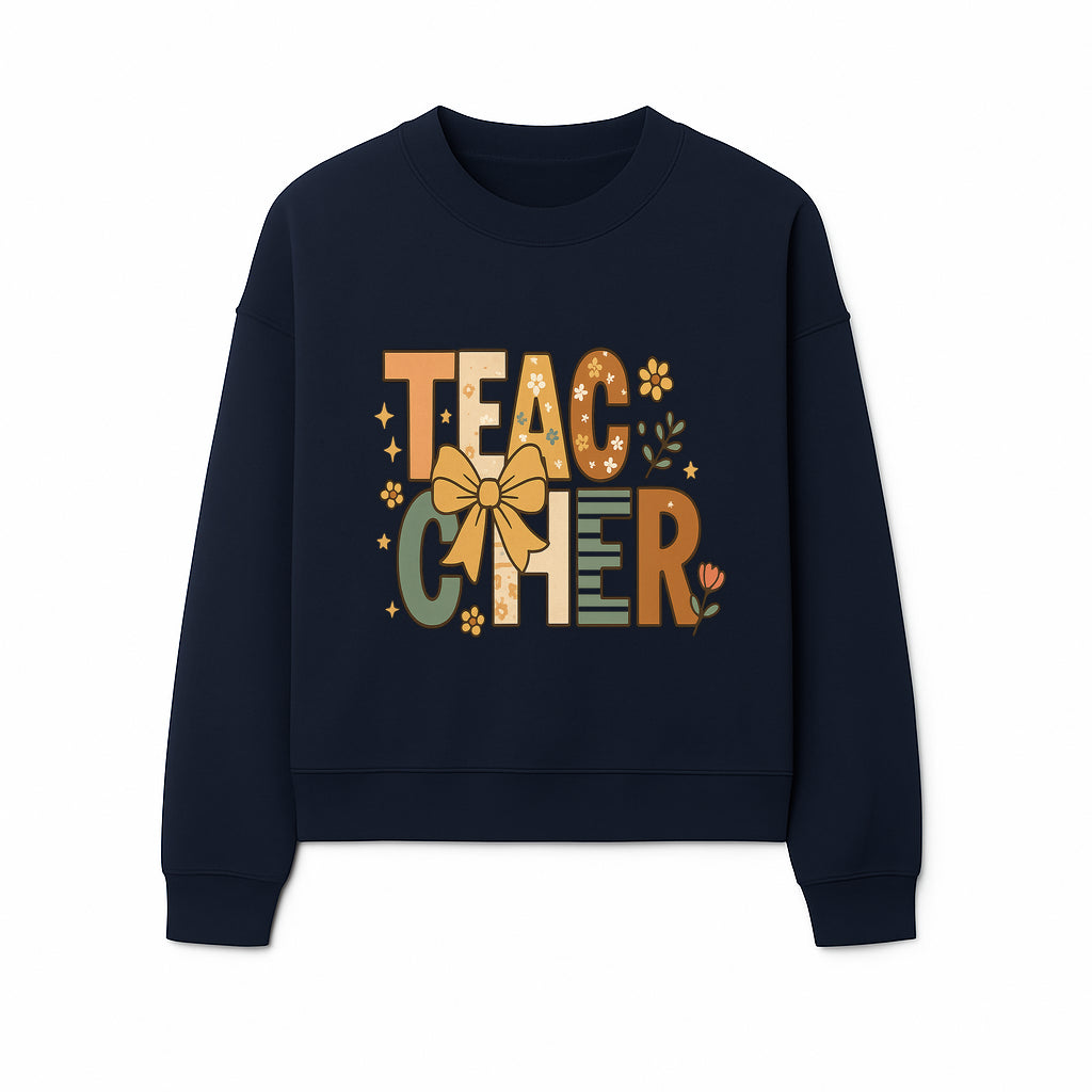 Colorful Teacher Appreciation Art Print with Floral Design and Bow, Ideal for Classroom Decor or Gifts - Sweatshirt 1758093378660.jpg