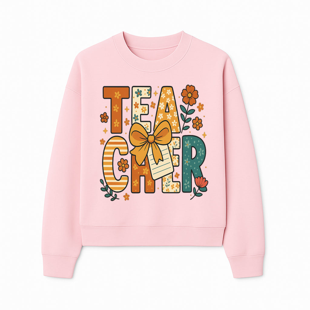 Vintage Floral Teacher Design with Bow and Note, Perfect Gift for Educators, Classroom Decor, Back to School. - Sweatshirt 1758093378672.jpg
