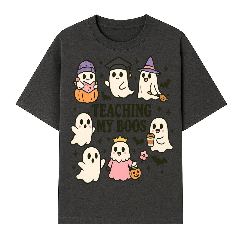 Teaching My Boos Ghosts Halloween Graphic T-Shirt | Cute Cartoon Spirits, Spooky Fun, Halloween Apparel for Kids & Adults - T-shirt 1758093378694.jpg