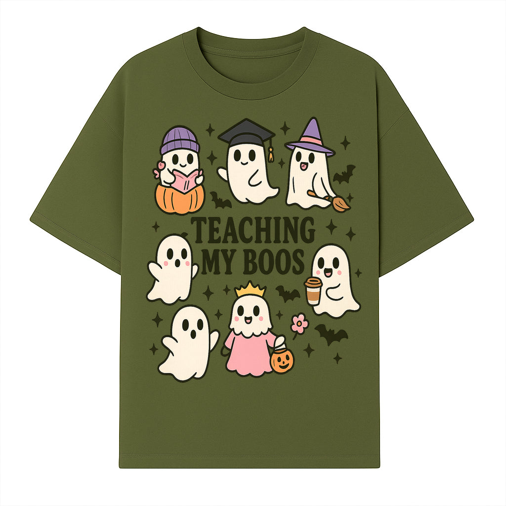 Teaching My Boos Ghosts Halloween Graphic T-Shirt | Cute Cartoon Spirits, Spooky Fun, Halloween Apparel for Kids & Adults - T-shirt 1758093378847.jpg