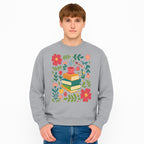 Whimsical Book Stack with Coffee and Flowers Art Print - Cozy Reading Decor for Home or Office - Sweatshirt 1758093378920.jpg