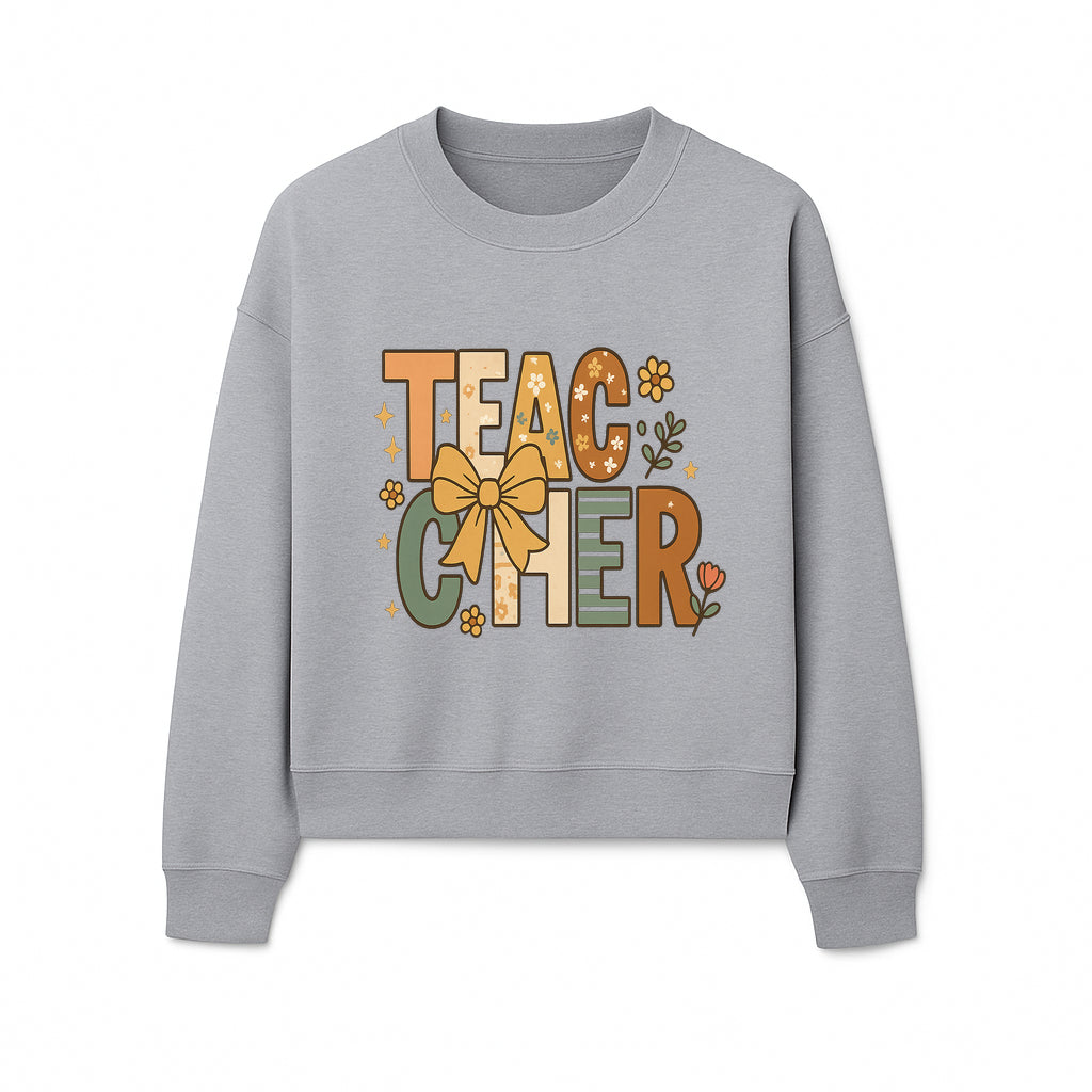 Colorful Teacher Appreciation Art Print with Floral Design and Bow, Ideal for Classroom Decor or Gifts - Sweatshirt 1758093378999.jpg