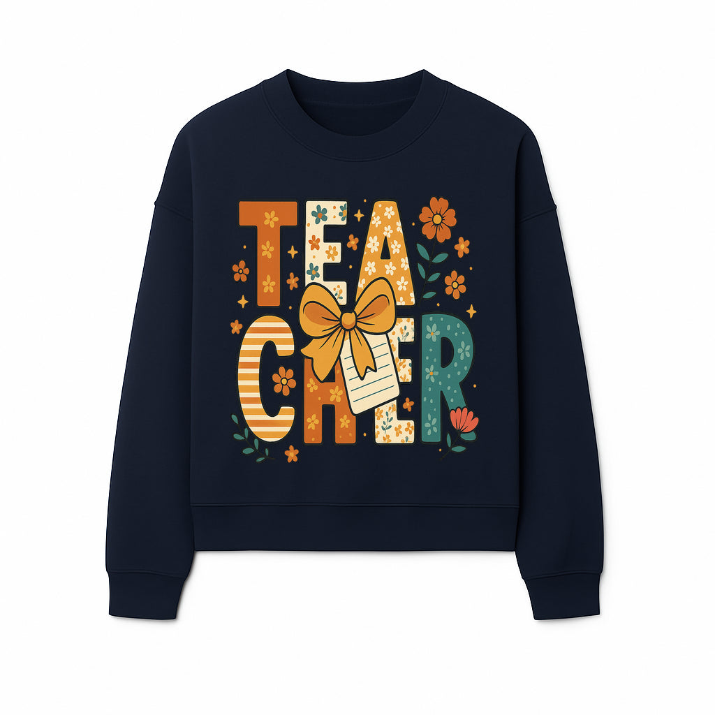 Vintage Floral Teacher Design with Bow and Note, Perfect Gift for Educators, Classroom Decor, Back to School. - Sweatshirt 1758093379031.jpg