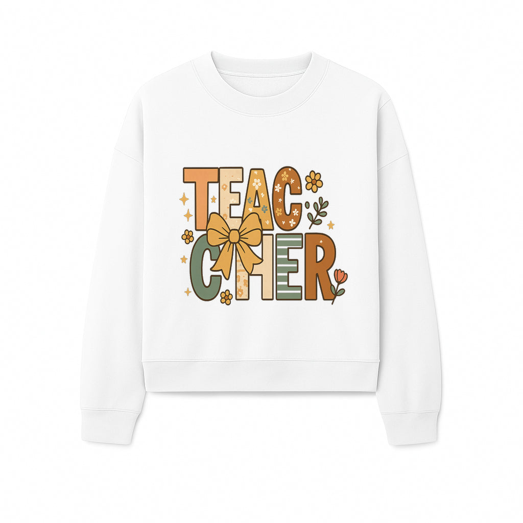Colorful Teacher Appreciation Art Print with Floral Design and Bow, Ideal for Classroom Decor or Gifts - Sweatshirt 1758093379183.jpg