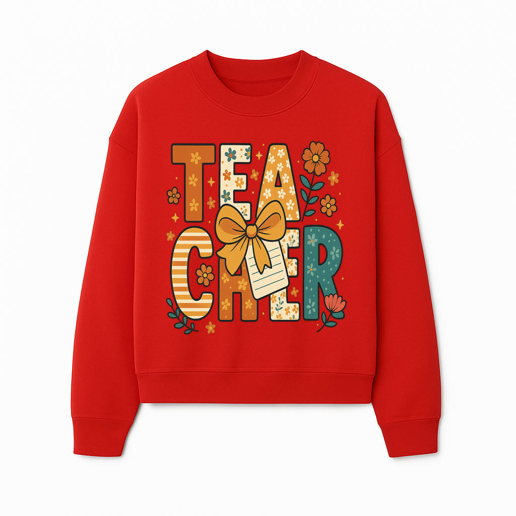 Vintage Floral Teacher Design with Bow and Note, Perfect Gift for Educators, Classroom Decor, Back to School. - Sweatshirt 1758093379228.jpg