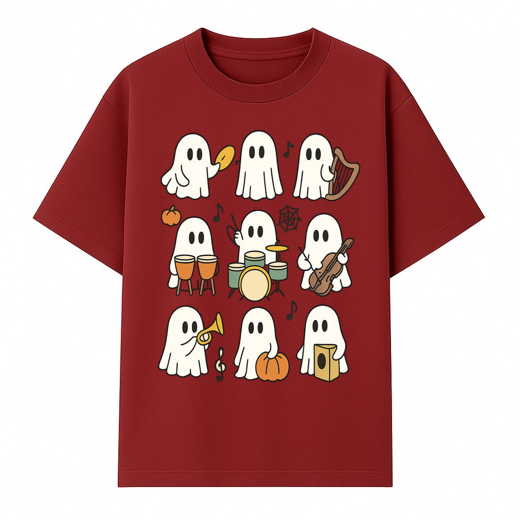 Ghostly Music Band Halloween Art Print, Cute Cartoon Ghosts Playing Instruments, Festive Decor for Parties and Celebrations - T-shirt 1758093379259.jpg