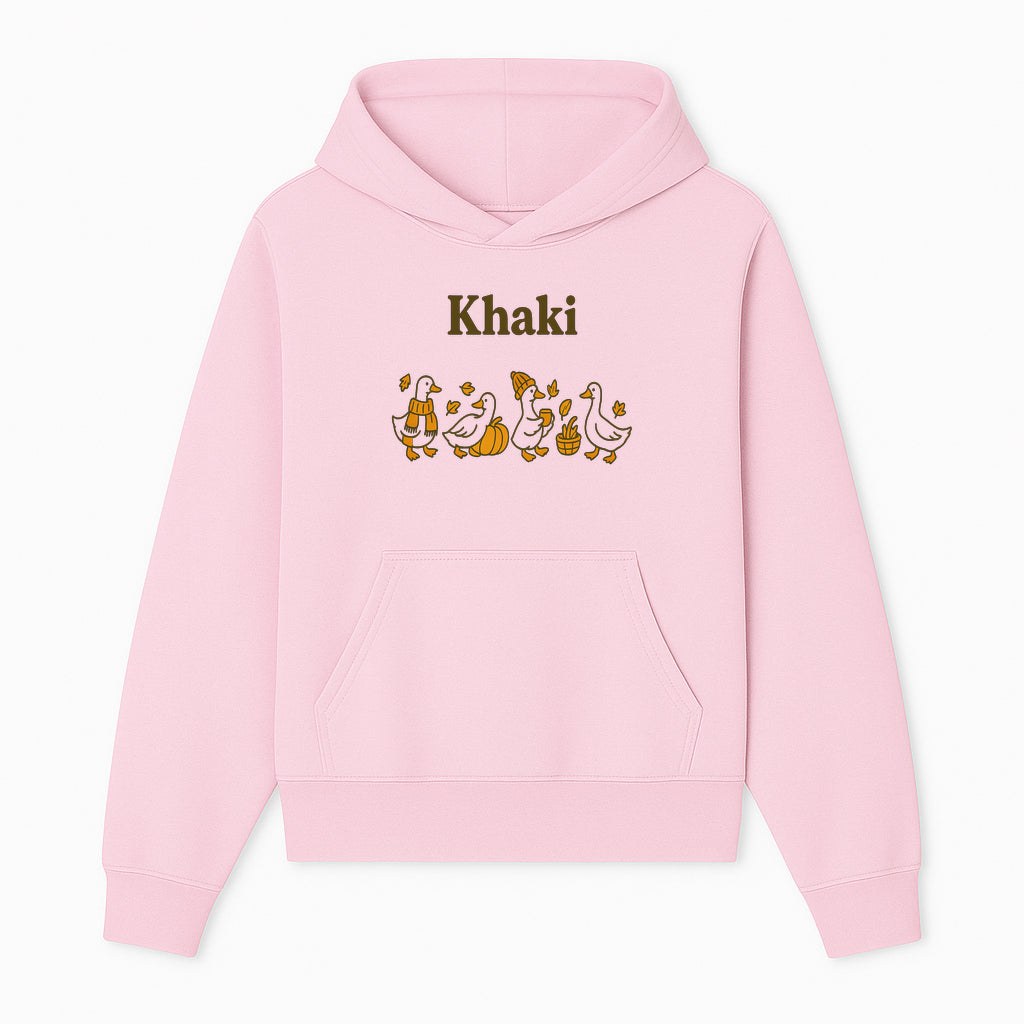 Khaki Duck Family Autumn Decor - Cute Illustrated Ducks with Pumpkins, Hats, and Leaves - Fall Home Decor Wall Art - Hoodie 1758093379355.jpg